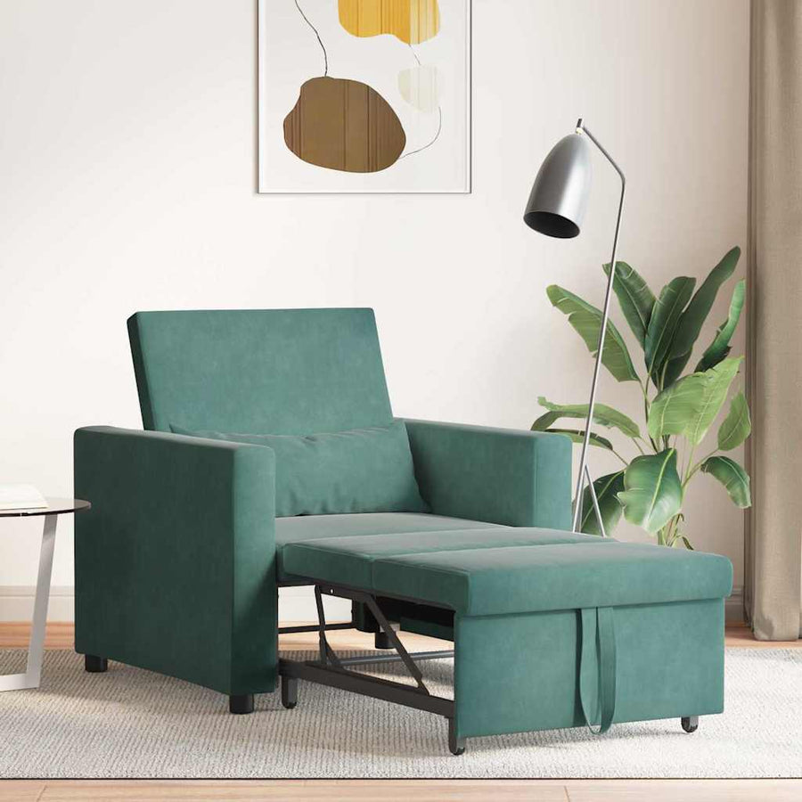 Uittrekbaar slaapbank eenpersoons Donkergroen 90 x 165 x 87 cm