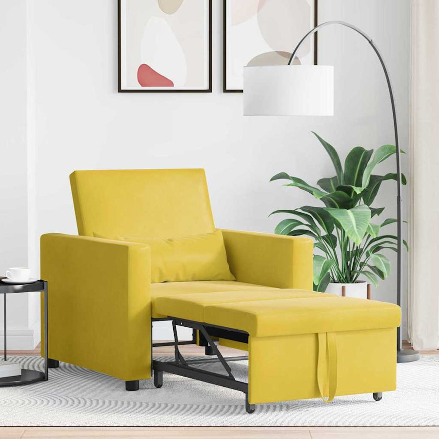 Uittrekbaar slaapbank eenpersoons Geel 90 x 165 x 87 cm Fluweel
