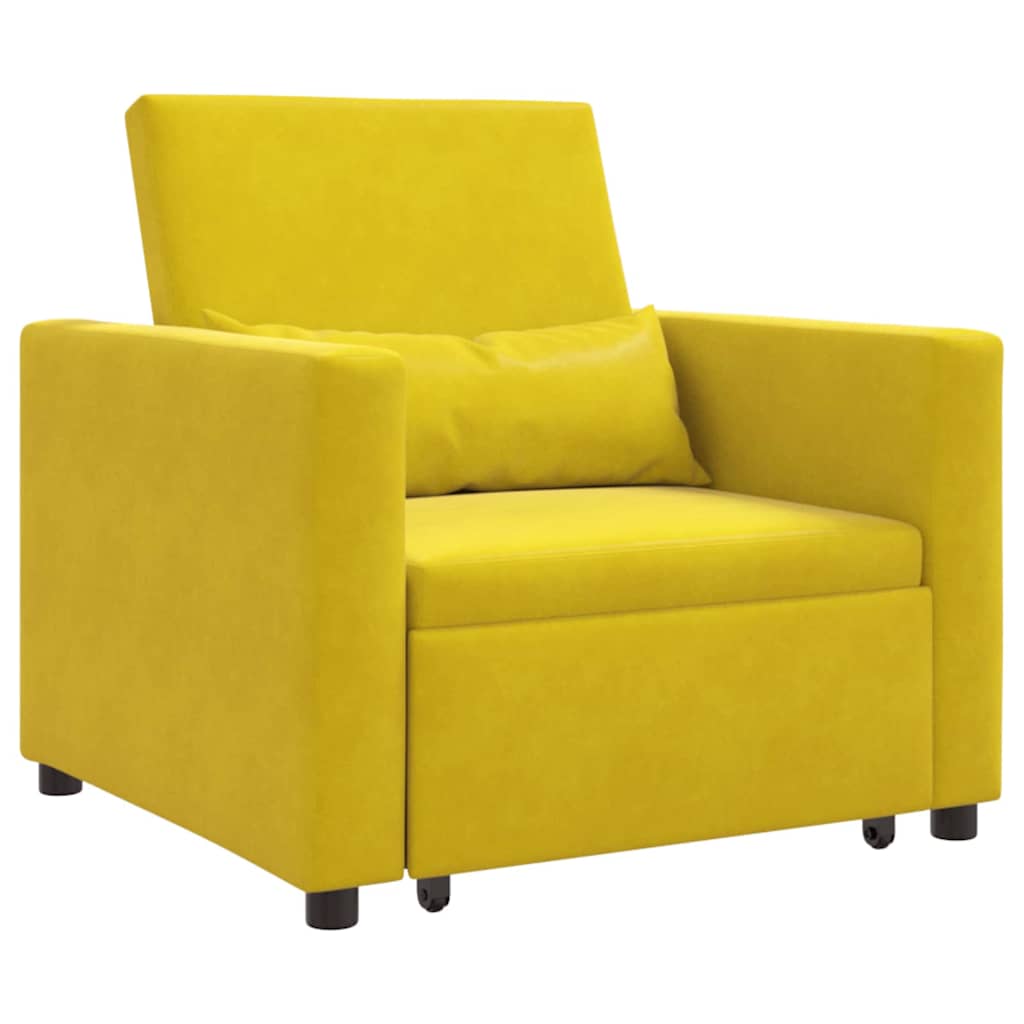 Uittrekbaar slaapbank eenpersoons Geel 90 x 165 x 87 cm Fluweel