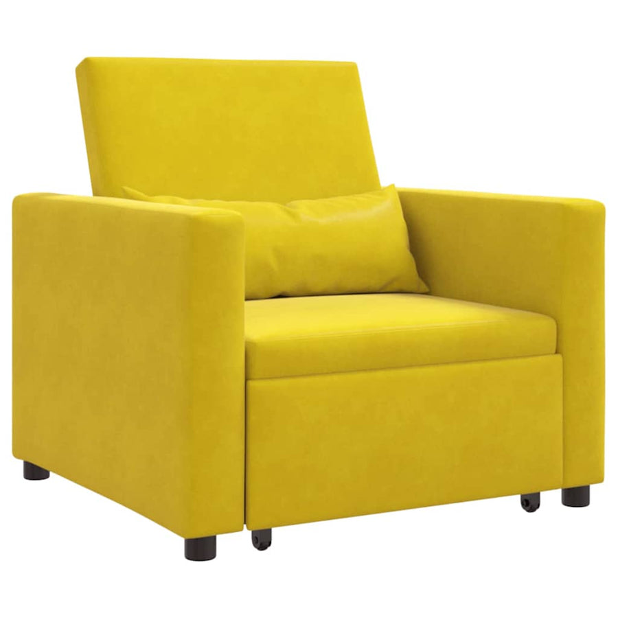 Uittrekbaar slaapbank eenpersoons Geel 90 x 165 x 87 cm Fluweel