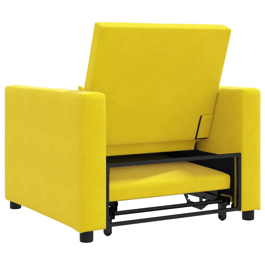 Uittrekbaar slaapbank eenpersoons Geel 90 x 165 x 87 cm Fluweel