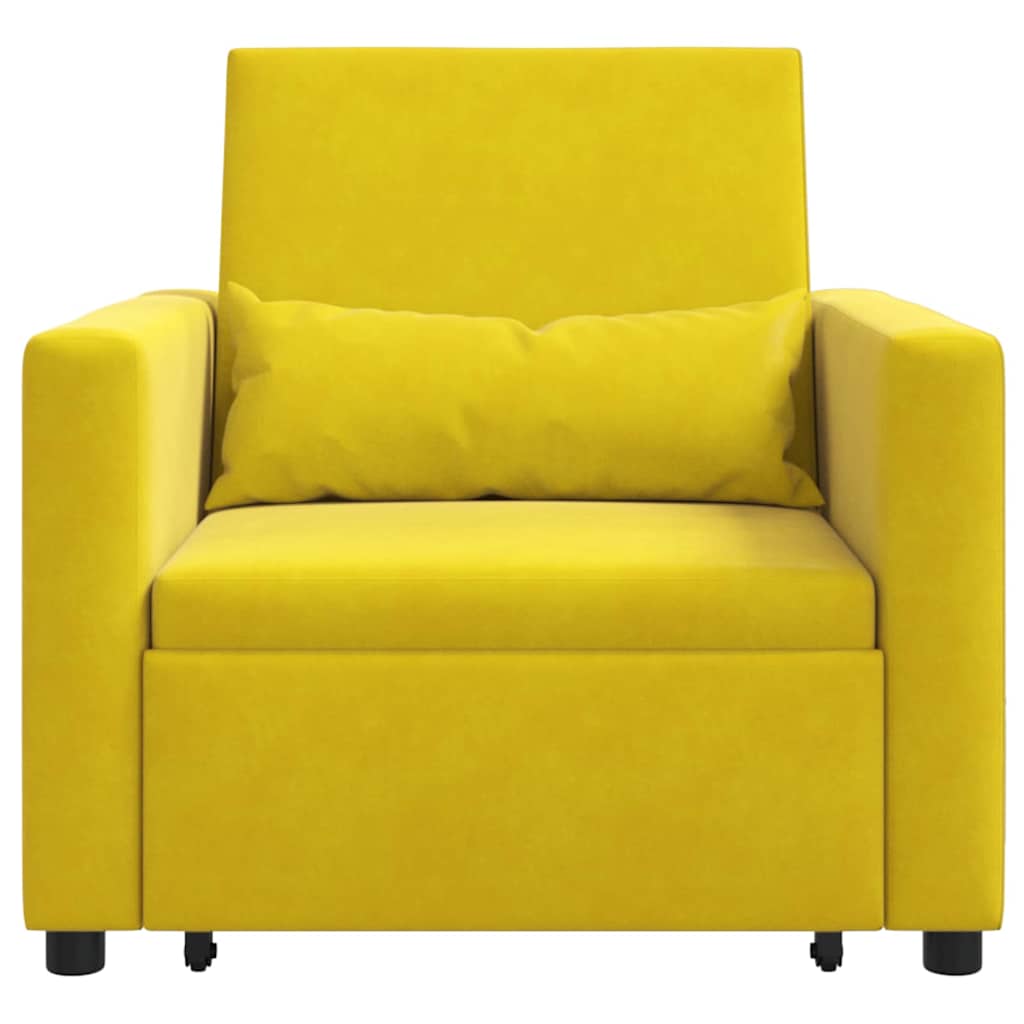 Uittrekbaar slaapbank eenpersoons Geel 90 x 165 x 87 cm Fluweel