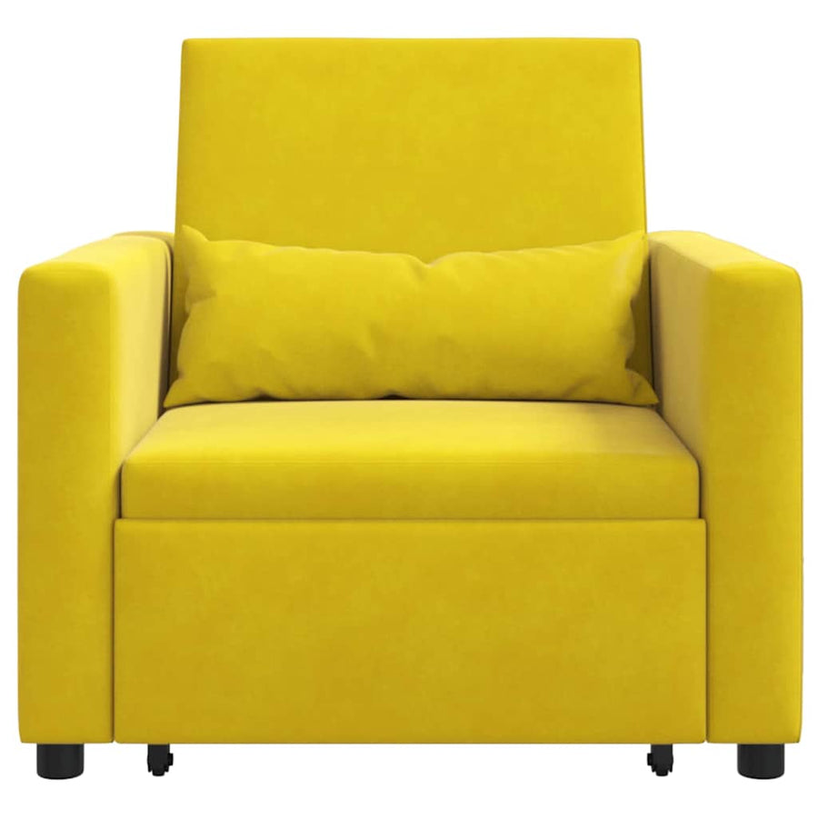 Uittrekbaar slaapbank eenpersoons Geel 90 x 165 x 87 cm Fluweel