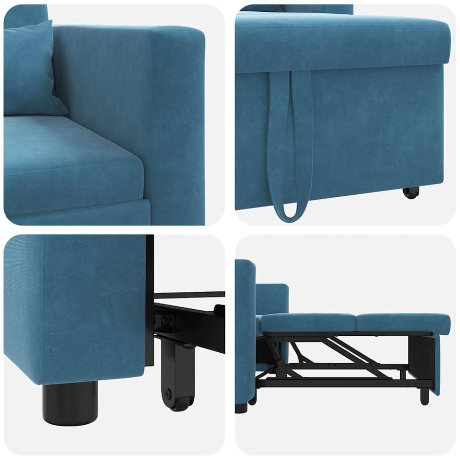 Uittrekbaar slaapbank eenpersoons Blauw 90 x 165 x 87 cm