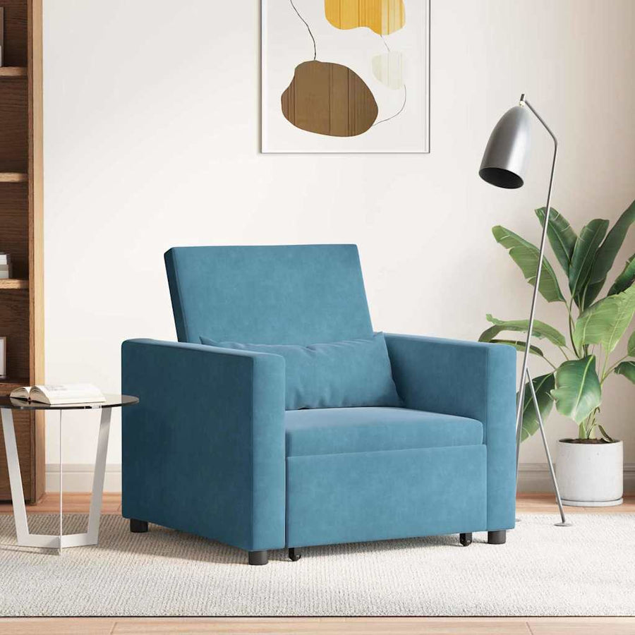 Uittrekbaar slaapbank eenpersoons Blauw 90 x 165 x 87 cm