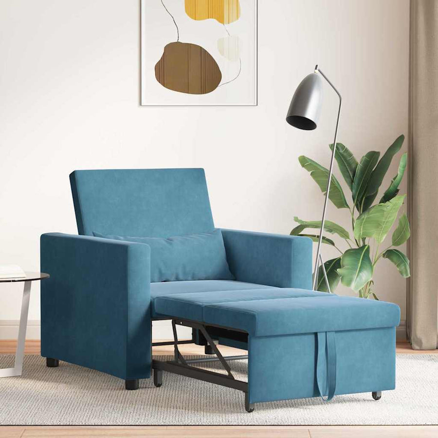 Uittrekbaar slaapbank eenpersoons Blauw 90 x 165 x 87 cm