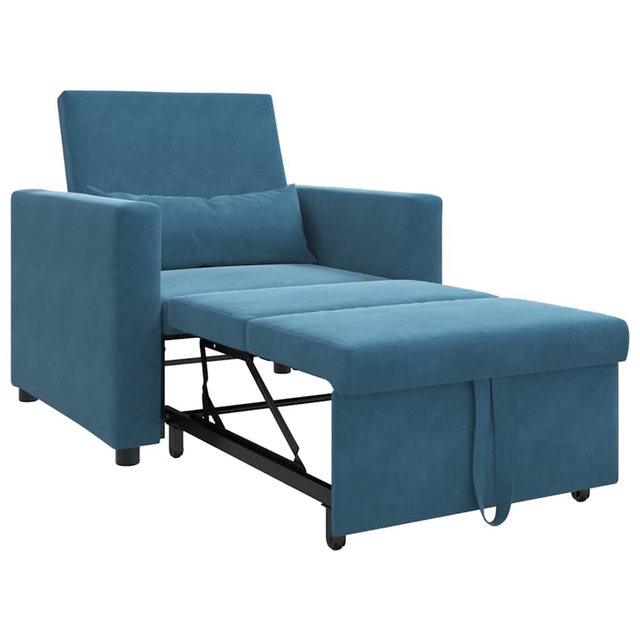 Uittrekbaar slaapbank eenpersoons Blauw 90 x 165 x 87 cm