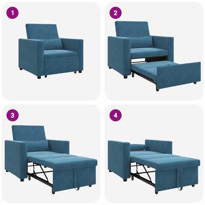 Uittrekbaar slaapbank eenpersoons Blauw 90 x 165 x 87 cm