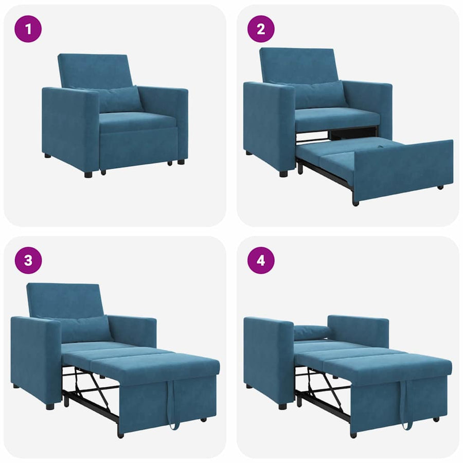 Uittrekbaar slaapbank eenpersoons Blauw 90 x 165 x 87 cm