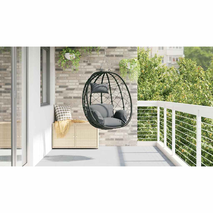 Hangende ei-stoel Antraciet 91.5 x 60 x 110 cm poly rattan