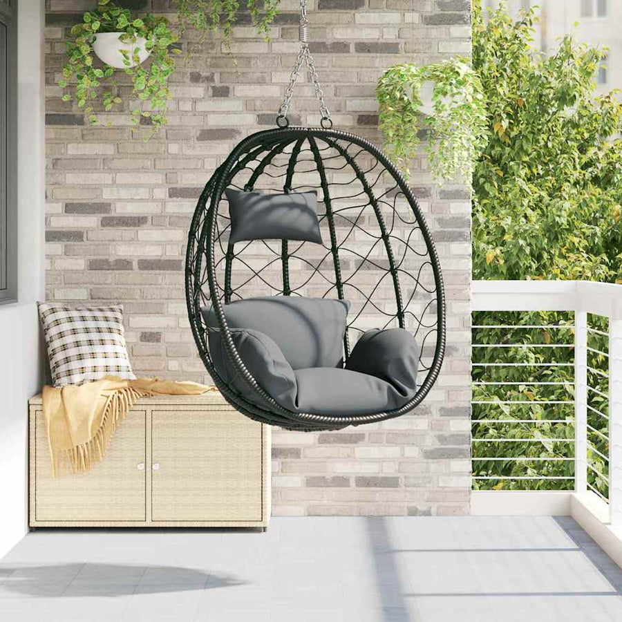 Hangende ei-stoel Antraciet 91.5 x 60 x 110 cm poly rattan