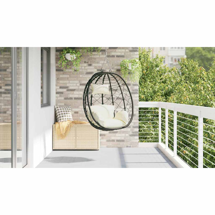 Hangende ei-stoel Crèmewit 91,5 x 60 x 110 cm poly rattan