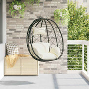 Hangstoel ei 91,5x60x110 cm poly rattan crèmewit
