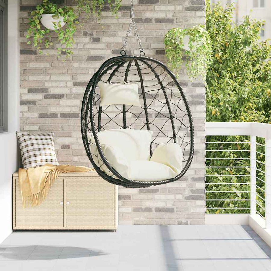Hangende ei-stoel Crèmewit 91,5 x 60 x 110 cm poly rattan