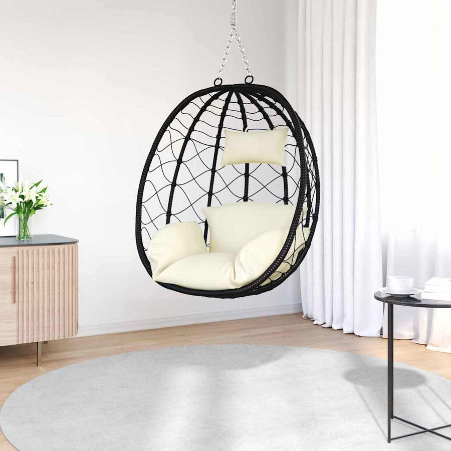 Hangende ei-stoel Crèmewit 91,5 x 60 x 110 cm poly rattan