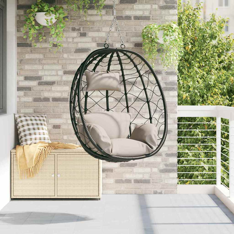 Hangende ei-stoel Taupe 91.5 x 60 x 110 cm poly rattan