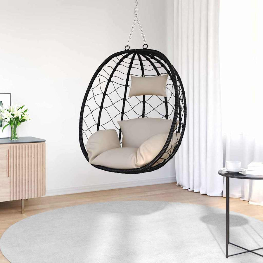 Hangende ei-stoel Taupe 91.5 x 60 x 110 cm poly rattan