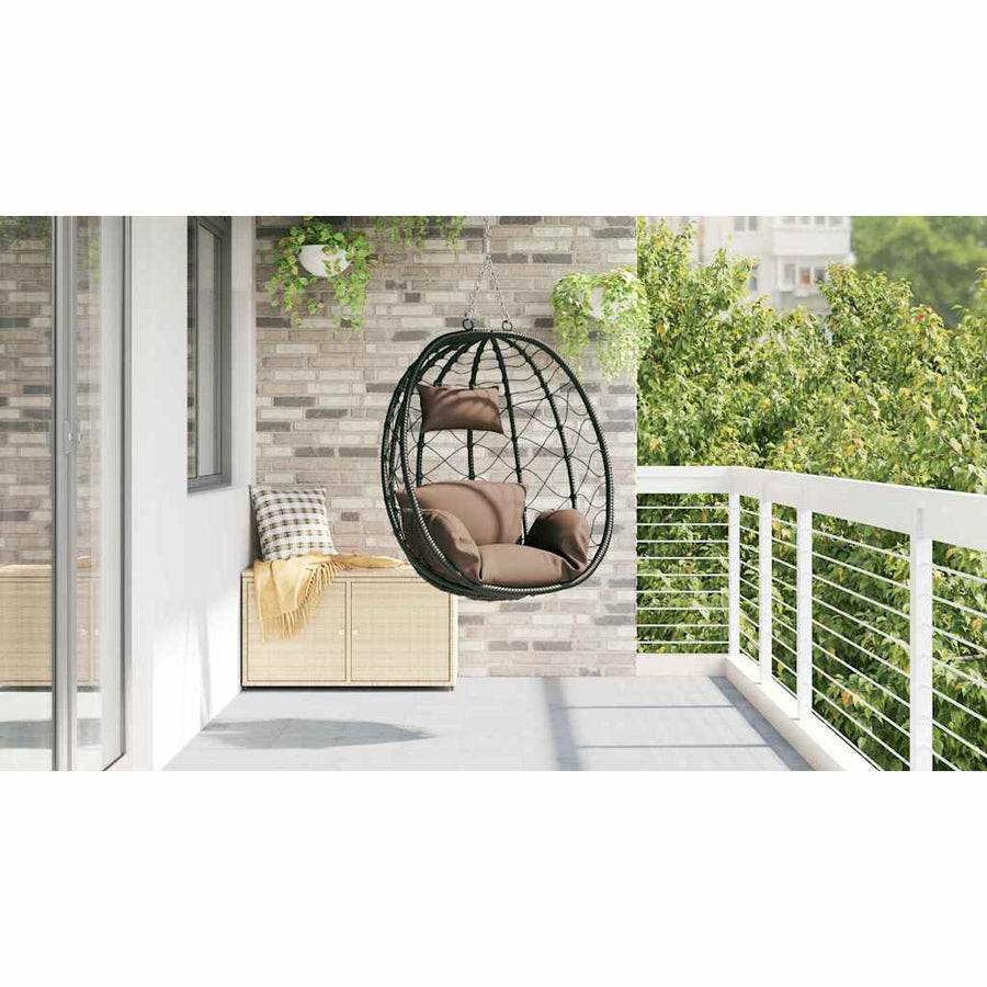 Hangende ei-stoel Koffiebruin 91.5 x 60 x 110 cm poly rattan