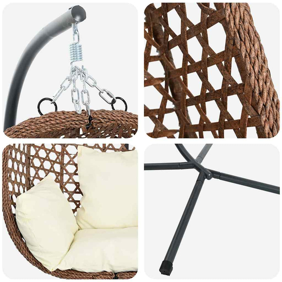 Hangende ei-stoel Licht crème 104 x 100 x 191 cm poly rattan
