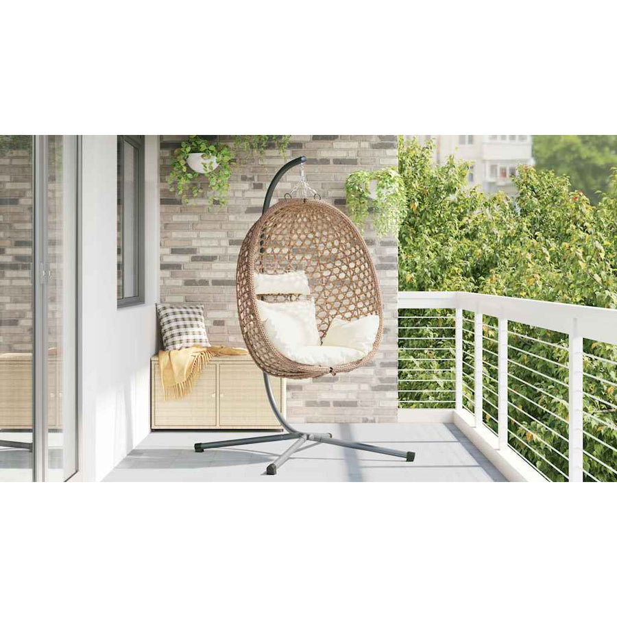 Hangende ei-stoel Licht crème 104 x 100 x 191 cm poly rattan