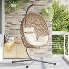 Hanging Egg Chair Light Cream 104 x 100 x 191 cm poly rattan
