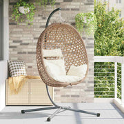 Hangstoel ei poly rattan licht crème 104x100x191 cm