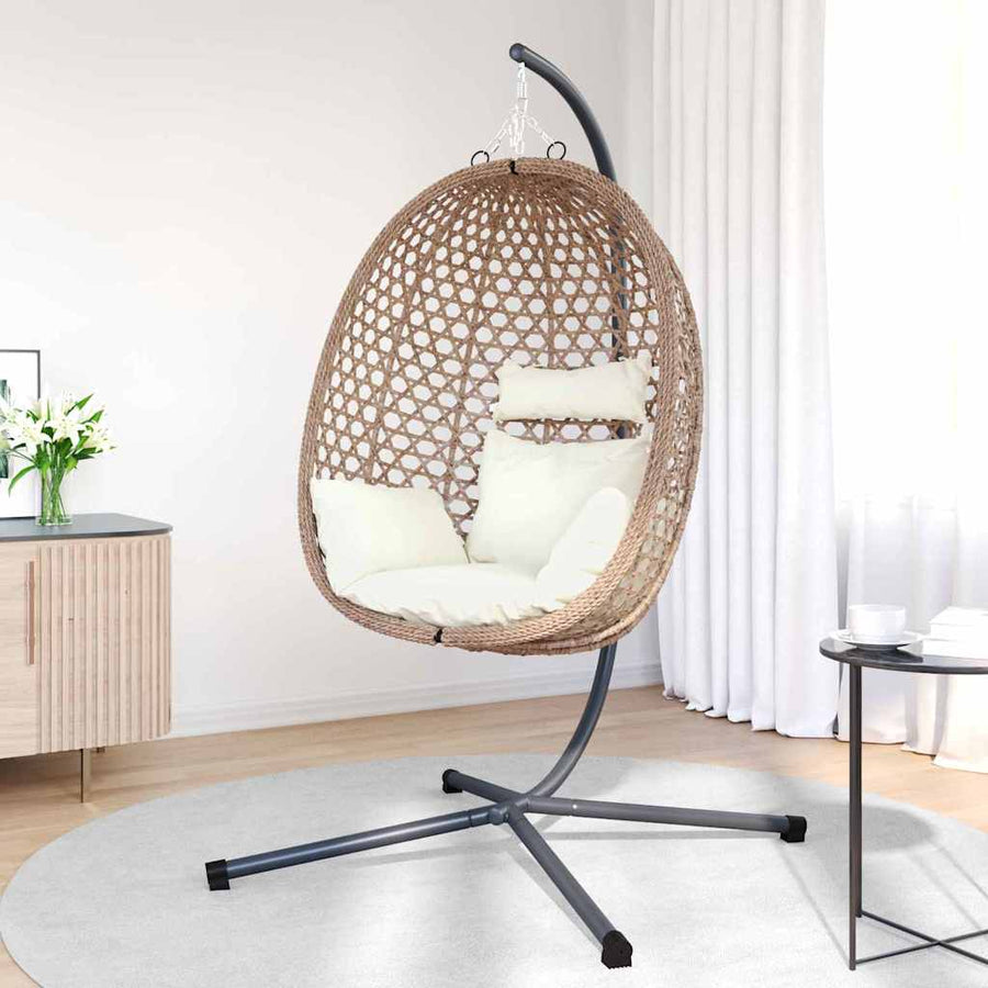 Hangende ei-stoel Licht crème 104 x 100 x 191 cm poly rattan