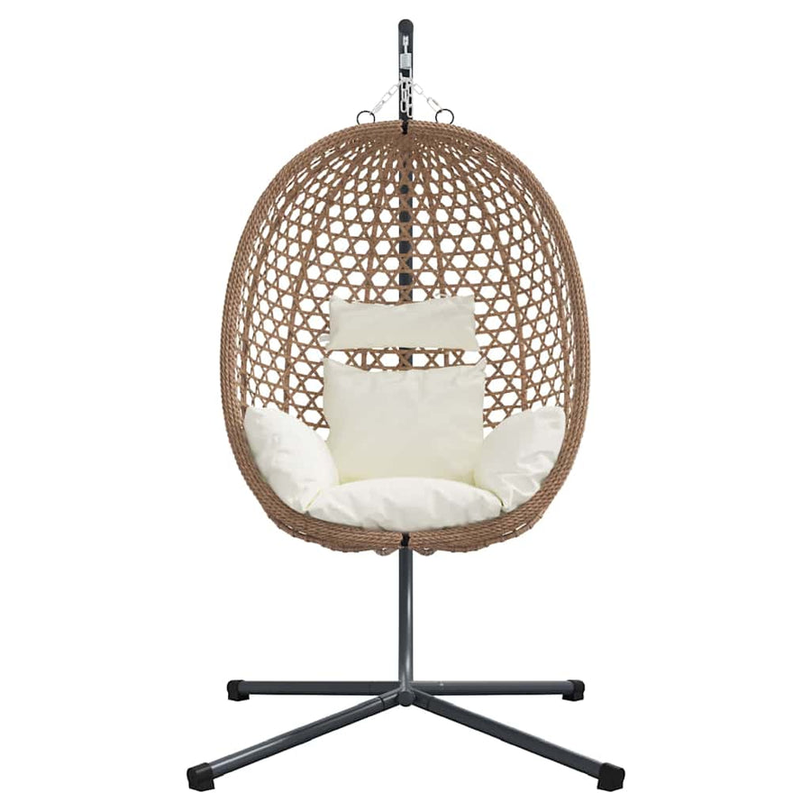 Hangende ei-stoel Licht crème 104 x 100 x 191 cm poly rattan