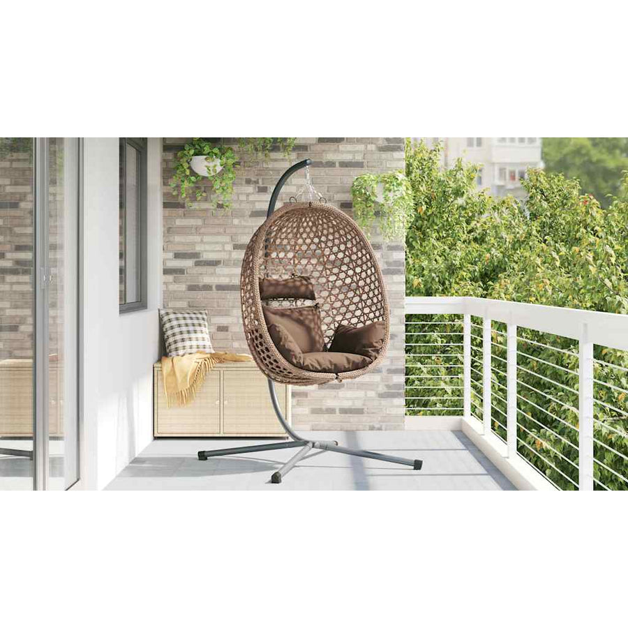 Hangende ei-stoel Koffiebruin 104 x 100 x 191 cm poly rattan