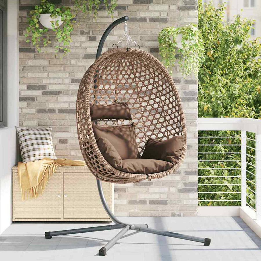 Hangende ei-stoel Koffiebruin 104 x 100 x 191 cm poly rattan