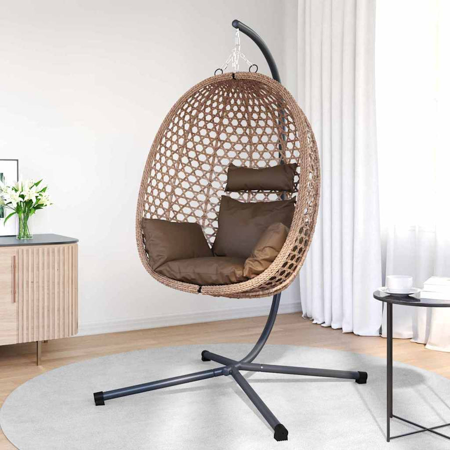 Hangende ei-stoel Koffiebruin 104 x 100 x 191 cm poly rattan