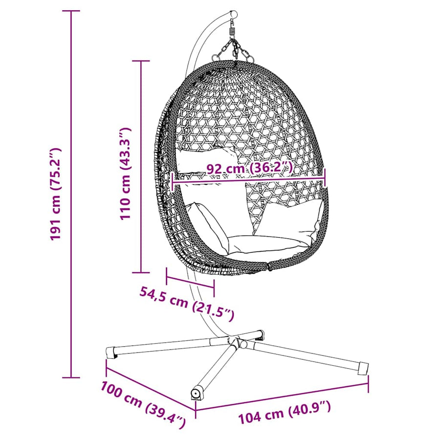 Hangende ei-stoel Koffiebruin 104 x 100 x 191 cm poly rattan