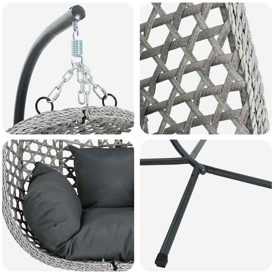 Hangende ei-stoel Antraciet en grijs 104 x 100 x 191 cm