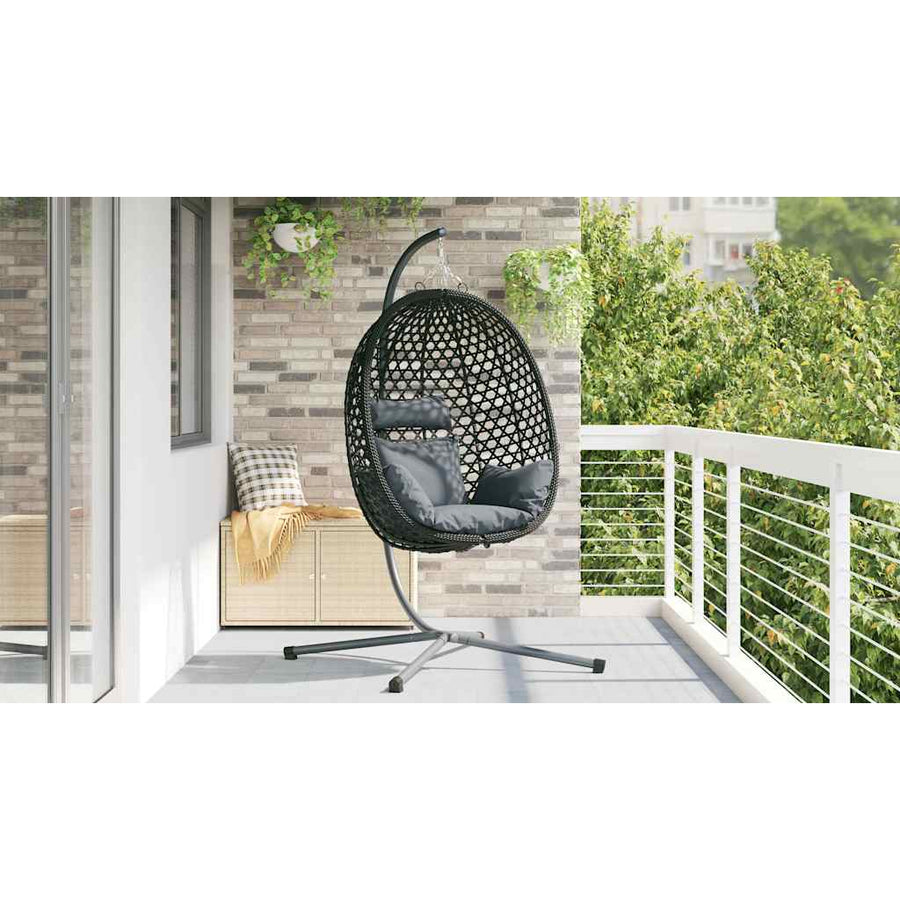Hangende ei-stoel Antraciet en zwart 104 x 100 x 191 cm