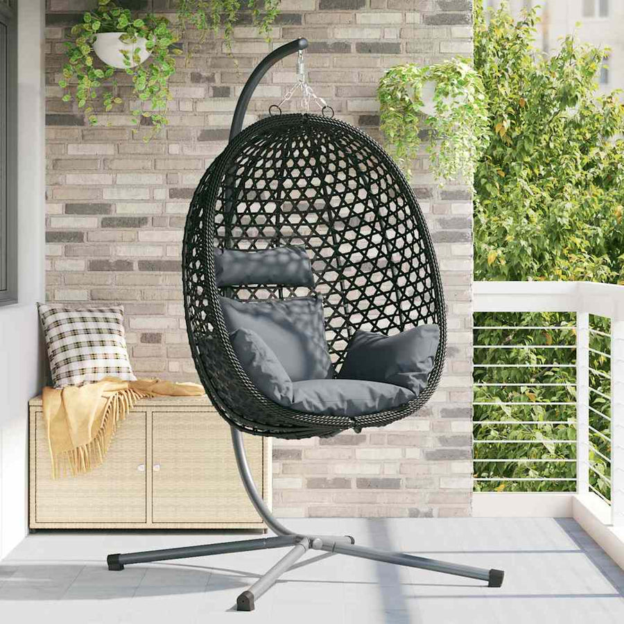 Hangende ei-stoel Antraciet en zwart 104 x 100 x 191 cm