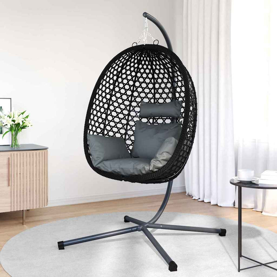 Hangende ei-stoel Antraciet en zwart 104 x 100 x 191 cm