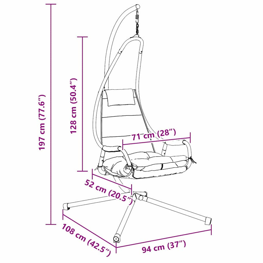 Hangende ei-stoel Koffiebruin 94 x 107 x 196,5 cm Staal