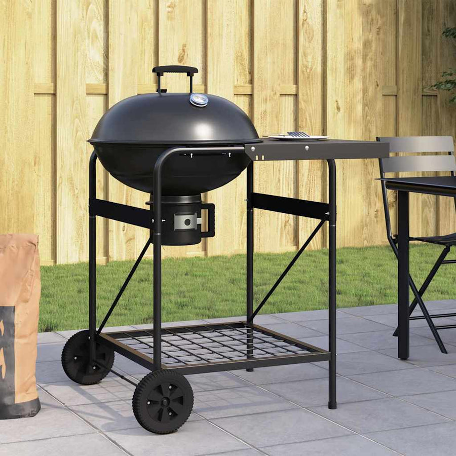 Buiten Grill Met Wiel Zwart 91 X 71 X 107 Cm Metaal