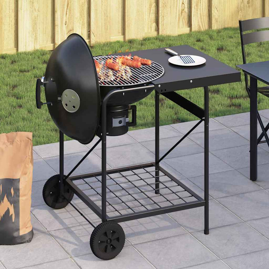 Buiten Grill Met Wiel Zwart 91 X 71 X 107 Cm Metaal