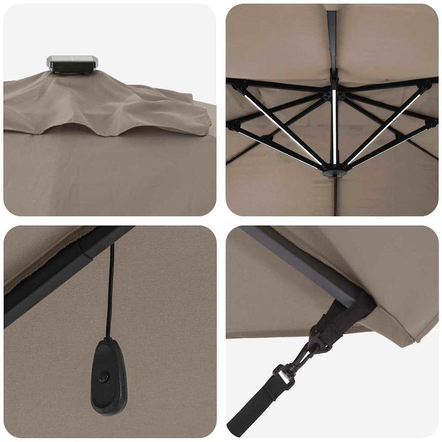 Parasol 352 X 251 X 265 Cm Polyester En Aluminium Taupe