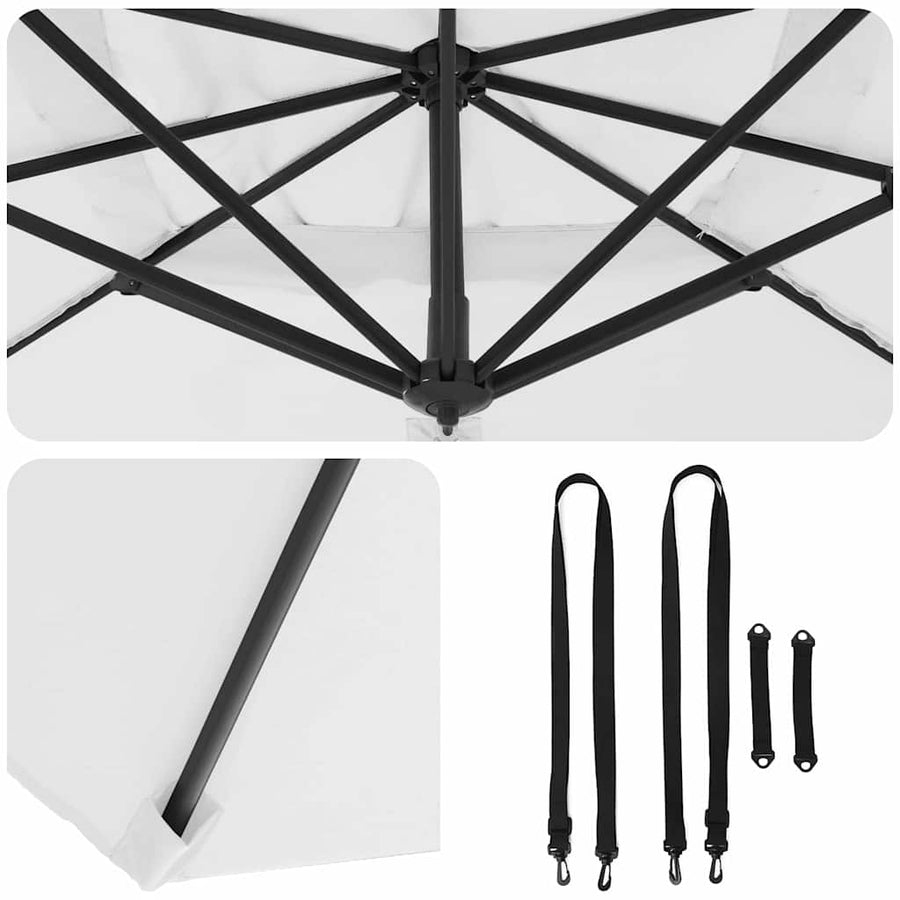 Roma Parasol Beige 286 X 284 X 265 Cm Aluminium En Polyester Zand