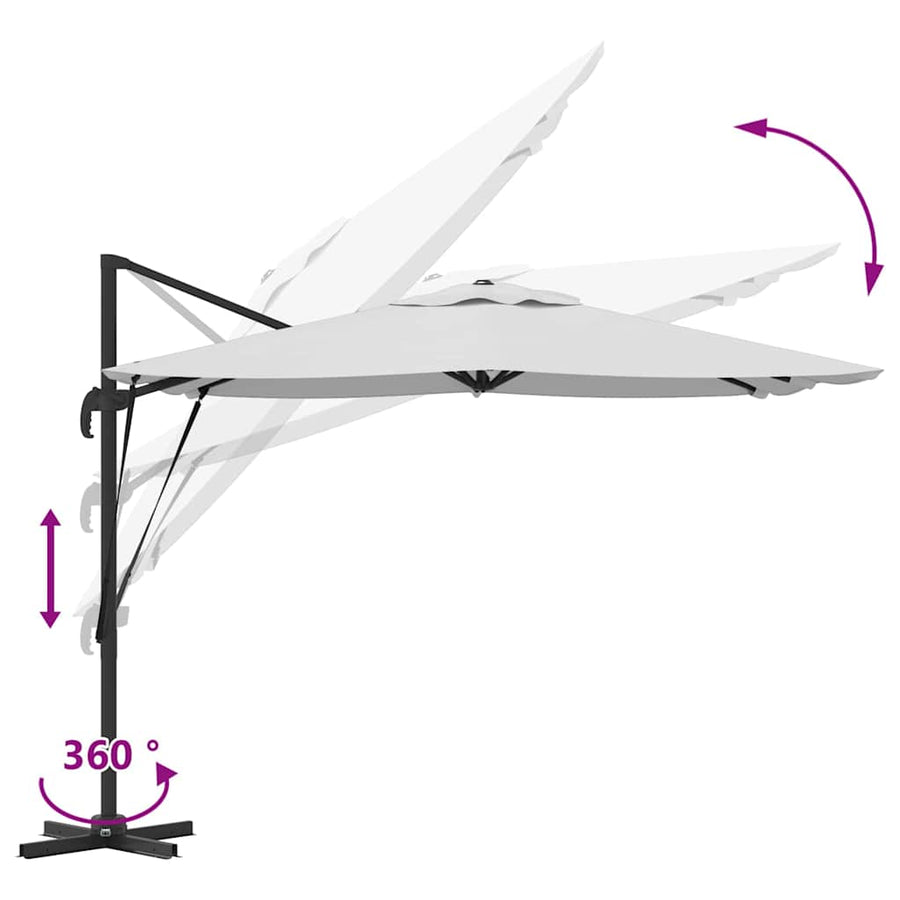 Roma Parasol Beige 286 X 284 X 265 Cm Aluminium En Polyester Zand