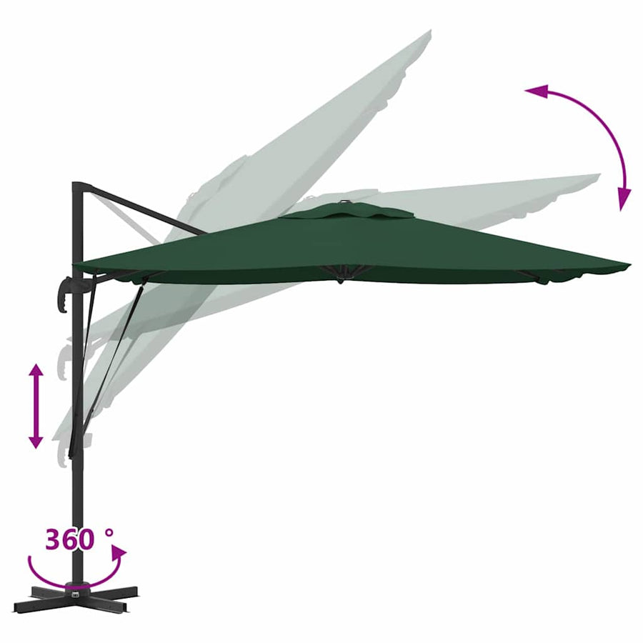 Roma Parasol 286 X 284 X 265 Cm Aluminium En Polyester Groen