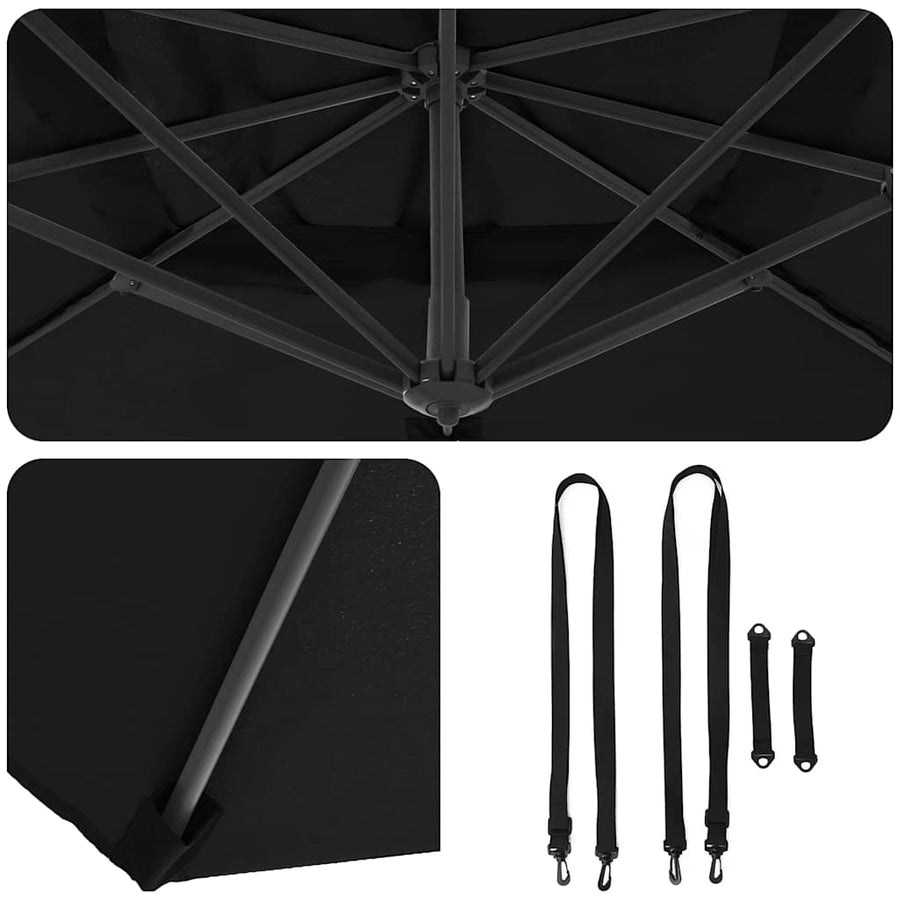 Roma Parasol 286 X 284 X 265 Cm Aluminium En Polyester Zwart