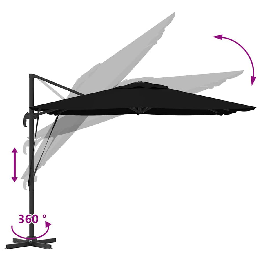 Roma Parasol 286 X 284 X 265 Cm Aluminium En Polyester Zwart