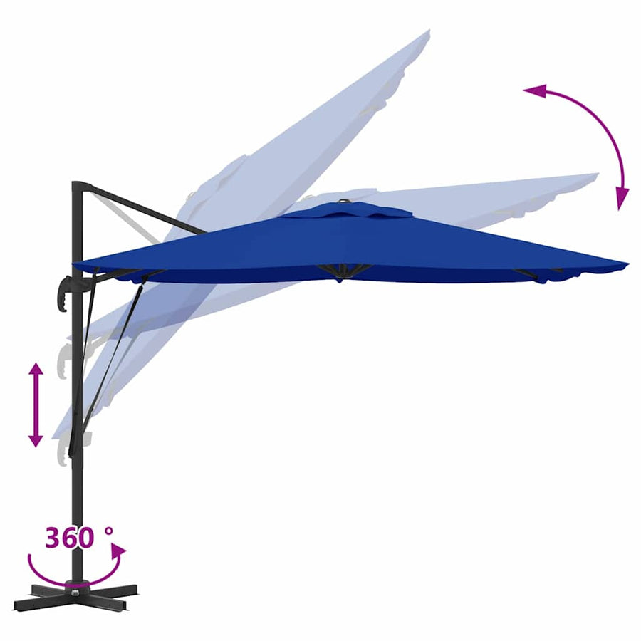 Roma Parasol Blauw 286 X 284 X 265 Cm Aluminium En Polyester azuurblauw