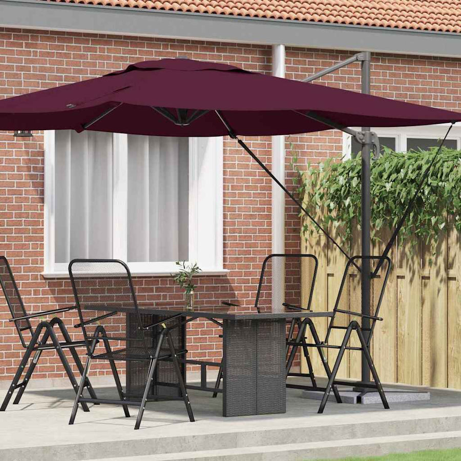 Roma Parasol Rood 286 X 284 X 265 Cm Aluminium En Polyester Bordeauxrood