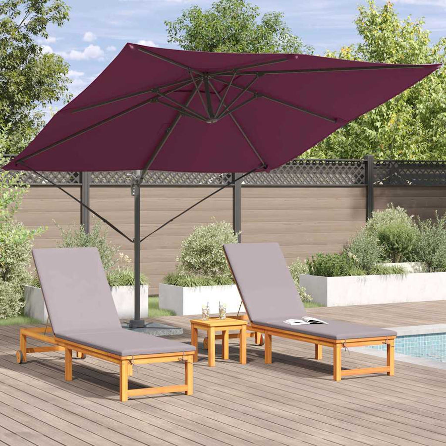 Roma Parasol Rood 286 X 284 X 265 Cm Aluminium En Polyester Bordeauxrood