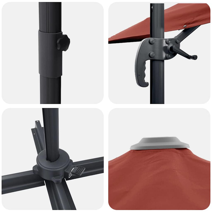 Roma Parasol Rood 286 x 284 x 265 cm Aluminium en Polyester