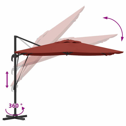 Roma Parasol Rood 286 x 284 x 265 cm Aluminium en Polyester